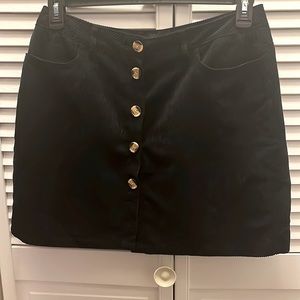 Black Ribbed Corduroy Mini Skirt